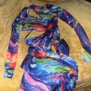 Multicolor Abstract Print Women's Dress